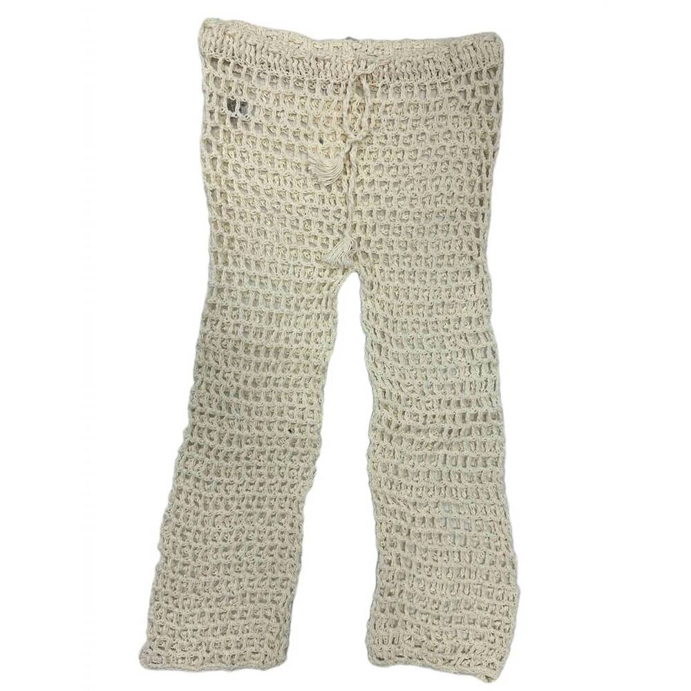 NEW PACO RABANNE girls' crochet pant in beige